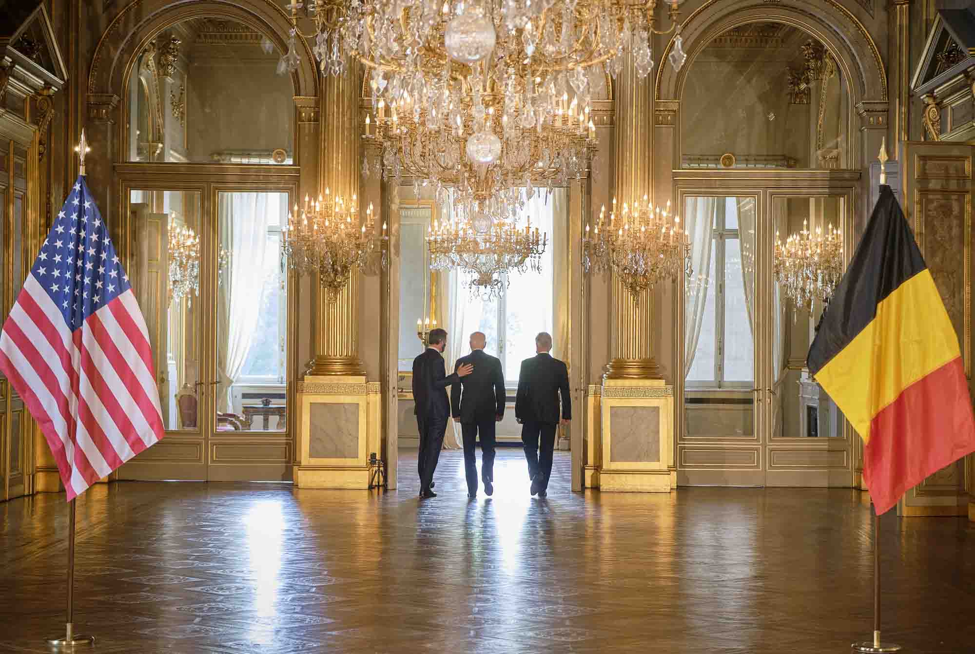 Reportage photo à Bruxelles sur la visite de Joe Biden au Palais Royal de Bruxelles