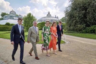 Garden party aux serres Royales de Laeken. En présence du Roi Philippe et de la Reine Mathilde.